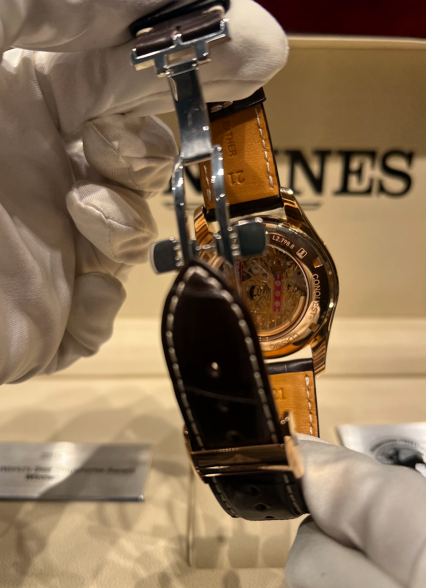 Longines Conquest Classic Moonphase - 42 MM - Rose Gold - Brown Dial - Leather Strap - L2.798.8.62.3