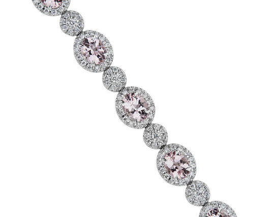 Morganite And Diamond Bracelet - 18k White Gold - 1.43 Ct. Tw. - B-0063WG18 MD