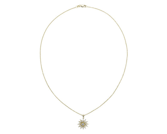 Sunburst Diamond Pendant Necklace - 14k Yellow Gold - 3/4 Ct. Tw. - N-0013YG14DP