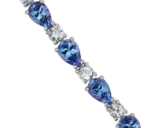 Tanzanite And White Sapphire Bracelet - 14k White Gold - B-0058WG14 TWS
