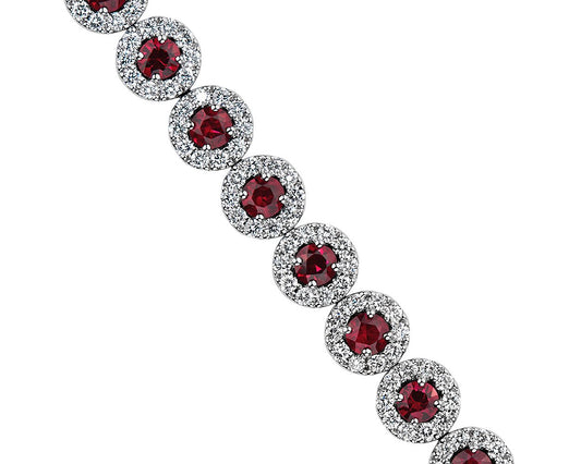 Ruby And Diamond Halo Bracelet - 14k White Gold - 2 4/5 Ct. Tw. - B-0061WG14 RWH
