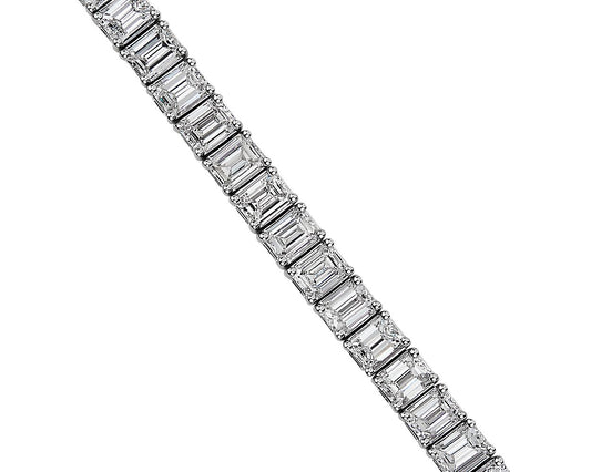 Emerald Diamond Tennis Bracelet - 14k White Gold - 12 Ct. Tw. - B-0065WG14 EDT