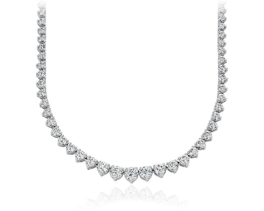 Graduated Eternity Diamond Necklace - 18k White Gold - 10 Ct. Tw. - N-0005WG18D