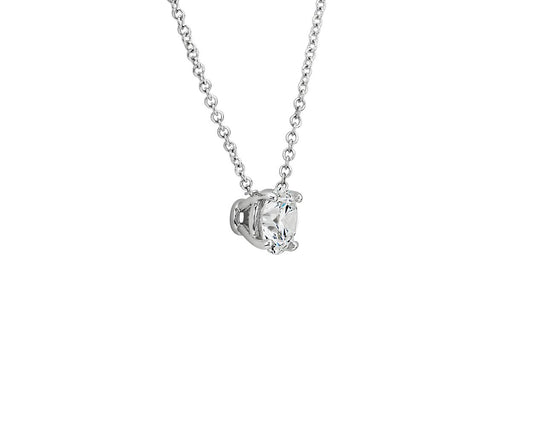 Lab Grown Floating Solitaire Diamond Pendant Necklace - 14k White Gold - 1 Ct. Tw. - N-0004WG14D