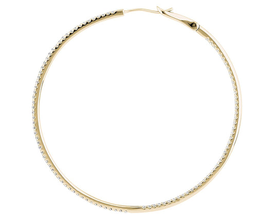 Dazzling Diamond Eternity Hoop Earrings - 14k Yellow Gold - 2 Ct. Tw. - E-0021YG14DDEH