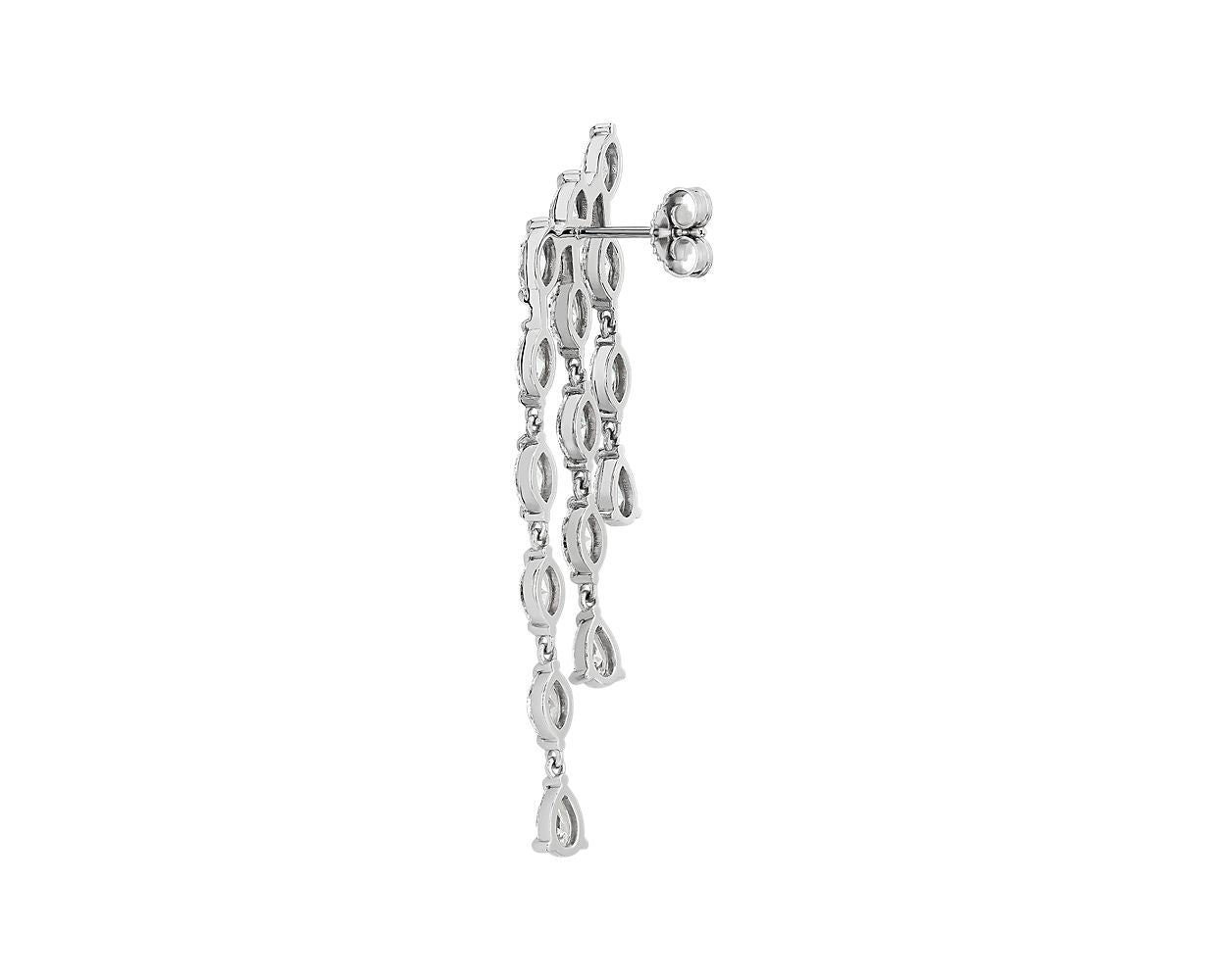 Diamond Trio Drop Earrings - 18k White Gold - 4 Ct. Tw. - E-0029WG18DTD