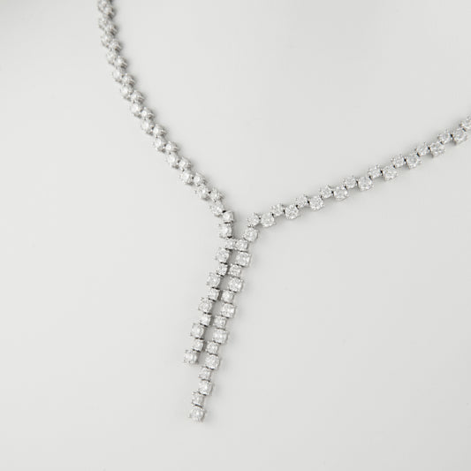 Diamond Lariat Necklace - 18k White Gold - 13 1/5 Ct. Tw. - N-0055WG18 DL
