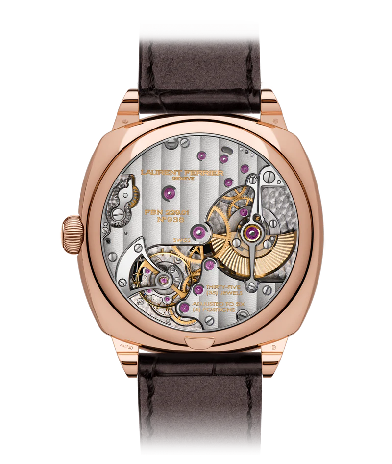 Laurent Ferrier - Square Micro-Rotor Silver - 41 MM - Red Gold - Silver Dial - Brown Leather Strap - LCF013.R5.GR1