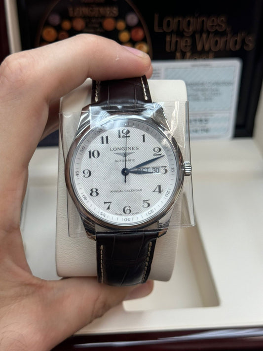 Longines Master Automatic - 40MM - Steel Case - Silver Barleycorn Arabic Dial - Brown Alligator Strap - L2.910.4.78.3