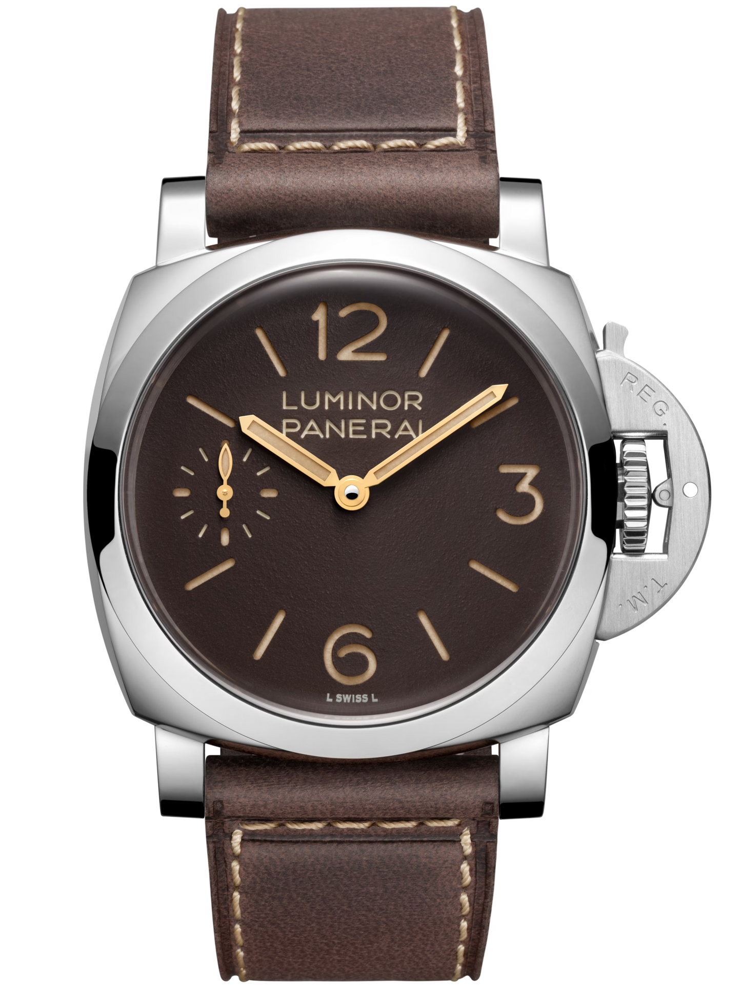 Panerai Luminor Stainless Steel 44 MM - Dark Brown Calfskin Leather Strap - Brown Tobacco Dial - PAM01731