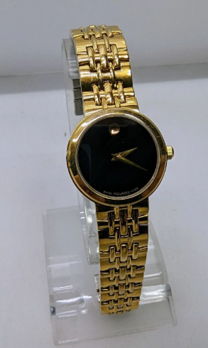 Movado Museum - Ladies Watch - Yellow Gold and Stainless Steel - 29 MM - Black Dial - 88.E4.1845