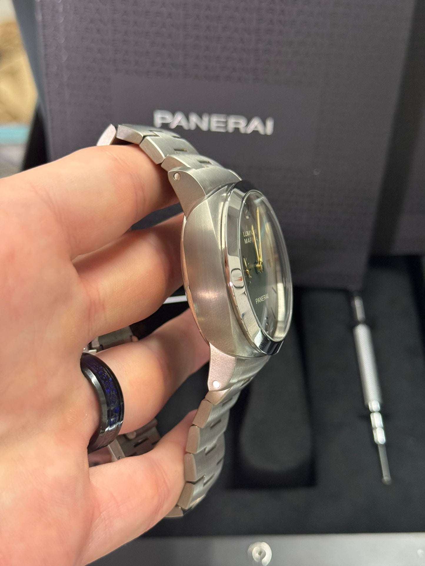 Panerai Luminor 1950 Marina Titanium 44 MM - Stainless Steel Bracelet - Brown Dial - PAM00352