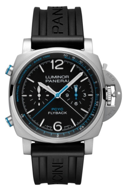 Panerai Luminor 1950 Chrono Flyback Titanium 44 MM - Black Rubber Strap - Black Dial - PAM00764