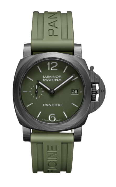 Panerai Luminor Quaranta Carbotech 40 MM - Green Rubber Strap - Green Dial - PAM01526