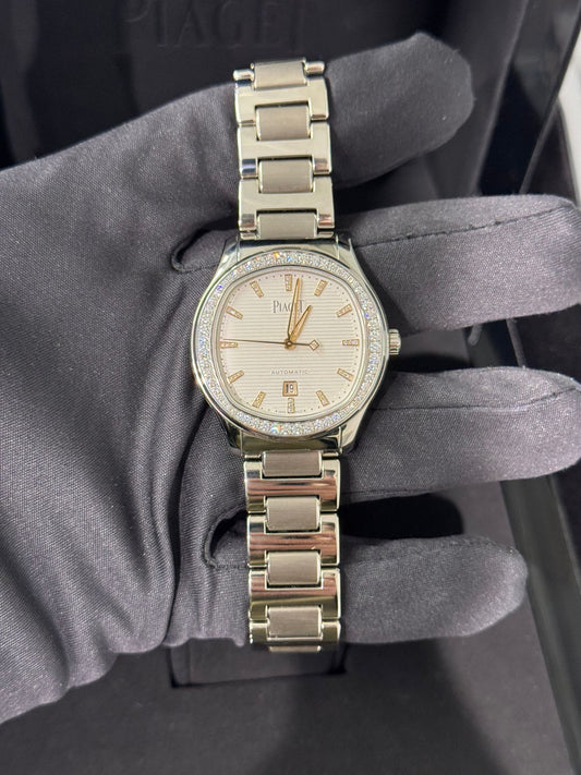 Piaget Polo - Stainless Steel Diamond 36 MM - Stainless Steel Bracelet - White Dial - Diamond Bezel - G0A46019