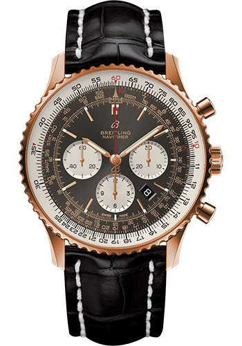Breitling Navitimer Rose Gold 46 MM - Black Leather Strap - Anthracite Dial - RB0127121F1P1