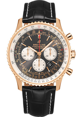 Breitling Navitimer Rose Gold 46 MM - Black Leather Strap - Anthracite Dial - RB0127121F1P2