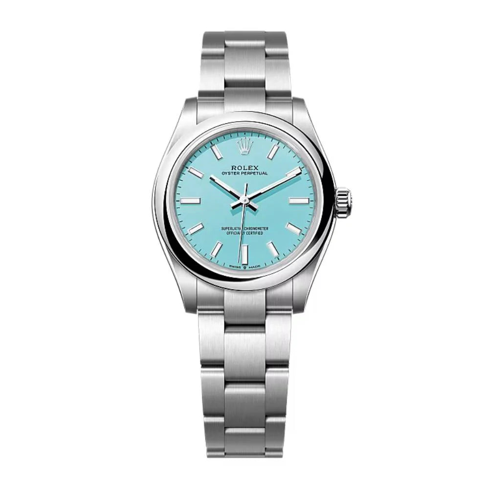Rolex Stainless Steel Oyster Perpetual Watch - 31 MM - Oyster bracelet - Domed Bezel - Turquoise Tiffany Blue Index Dial - 277200