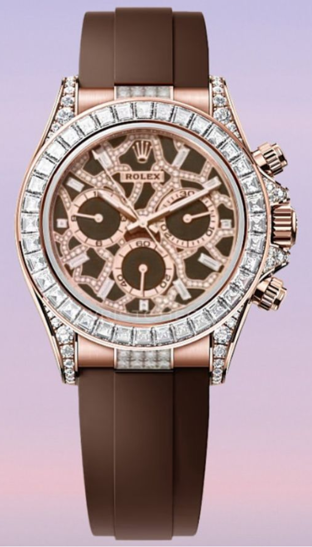 Rolex Cosmograph Daytona Giraffe - 40 MM - Rose Gold - Brown Dial - Brown Oysterflex - Diamond Bezel - 126555TBR