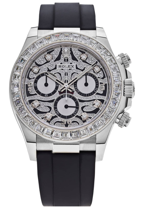 Rolex White Gold Daytona Watch - 40 MM - Oysterflex Strap - Eye of the Tiger Diamond Dial - 116589TBR
