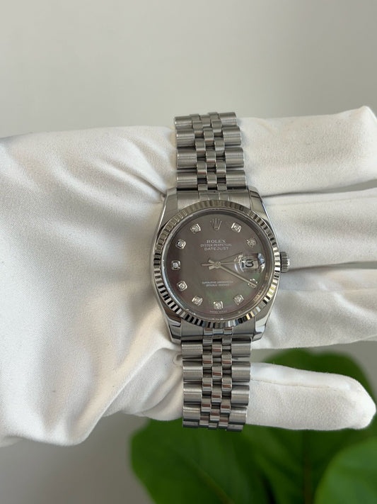 Rolex Datejust 36 MM Stainless Steel - Tahitian Mother of Pearl Dial - Jubilee Bracelet - 116234