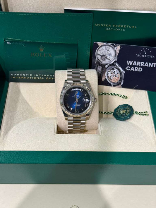 Rolex Day-Date - 40 MM - White Gold - Blue Ombré Dial - 228239-0076