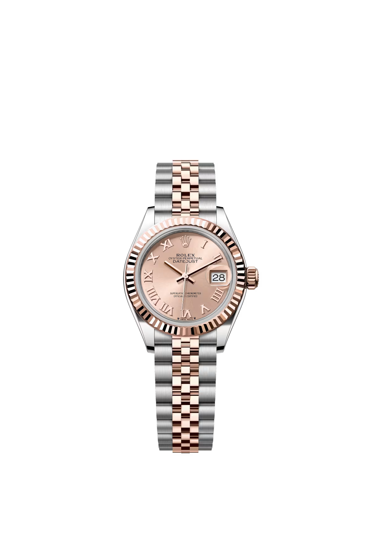 Rolex Lady-Datejust - 28 MM - Oystersteel and Rose Gold - Jubilee Bracelet - Fluted Bezel - Rose Roman Dial - 279171-0025