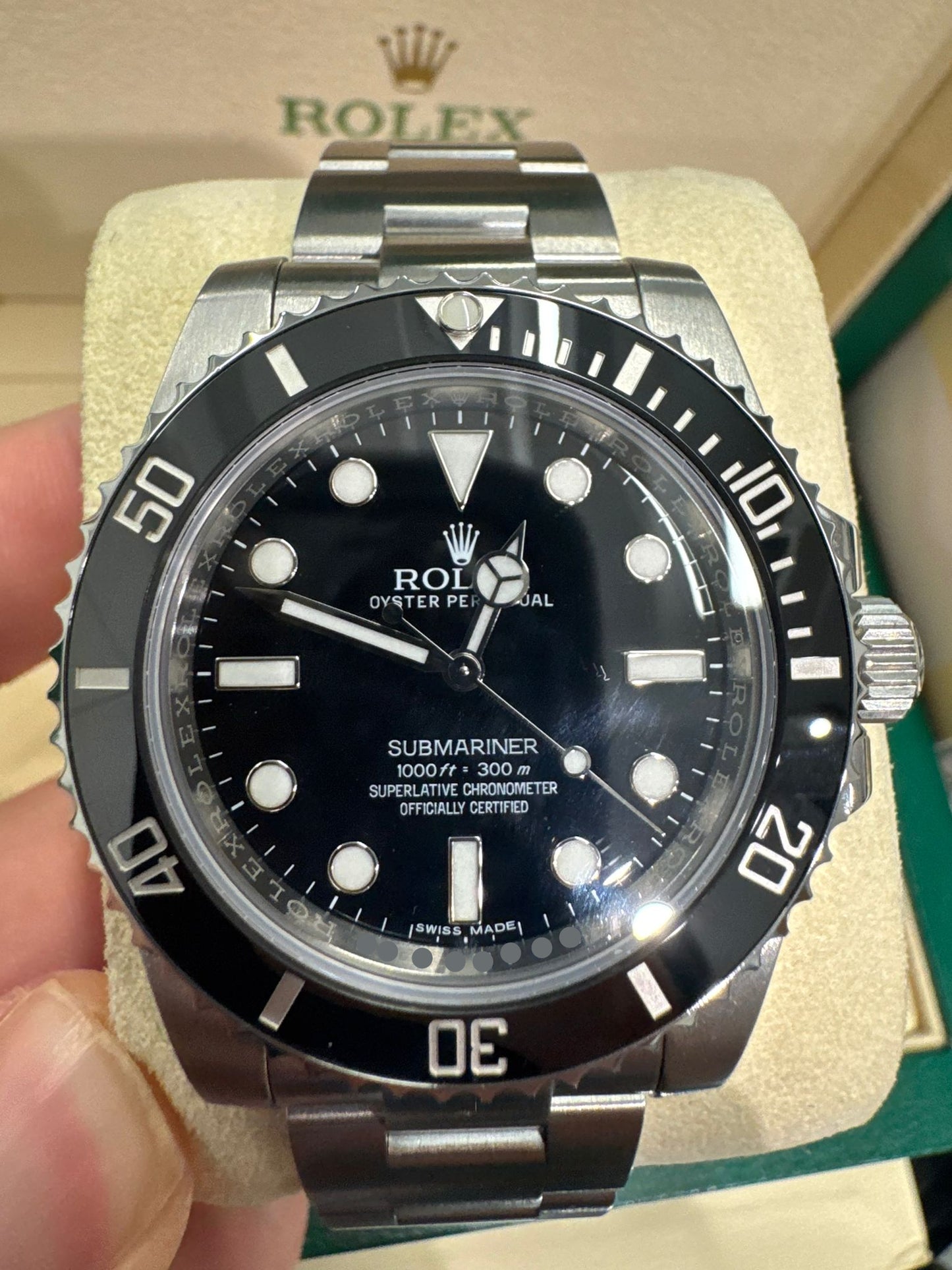 Rolex Oystersteel Submariner 40 MM - Oyster Bracelet - Black No Date Dial - 114060