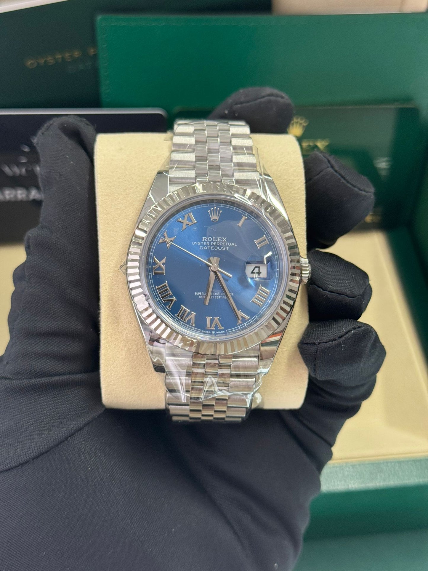 Rolex Stainless Steel and White Gold Datejust 41 Date Watch - 41 MM - Jubilee Bracelet - Fluted Bezel - Blue Roman Dial - 126334 blrj