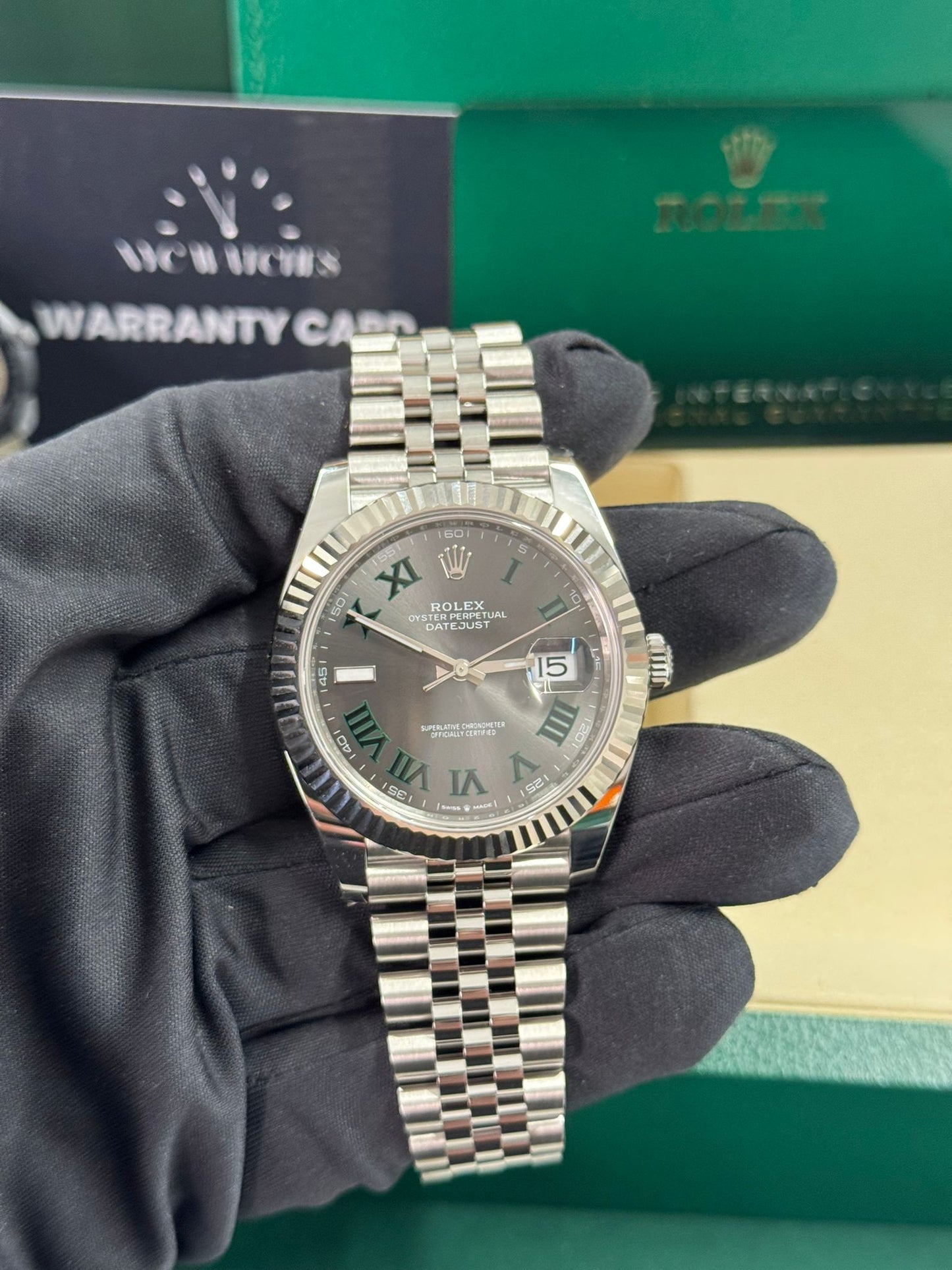 Rolex Stainless Steel and White Gold Datejust 41 Date Watch - 41 MM - Jubilee Bracelet - Fluted Bezel - Wimbledon Dial - 126334 slgrj