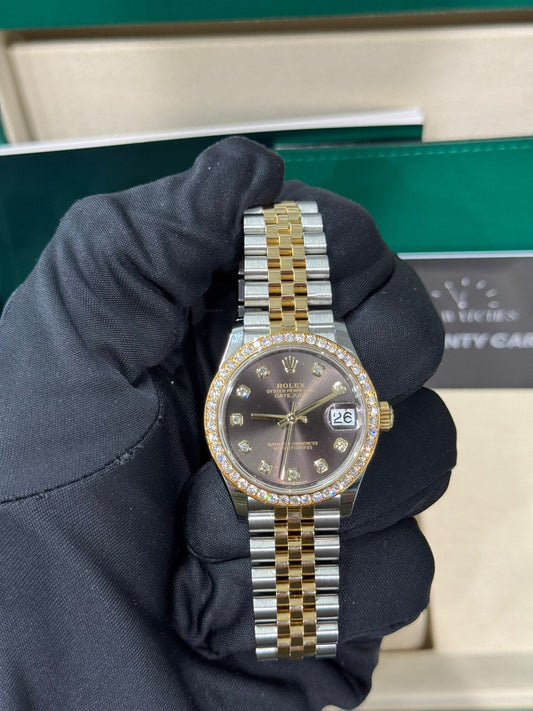 Rolex Steel and Yellow Gold Datejust - 31 MM - Jubilee Bracelet - Diamond Bezel - Dark Grey Diamond Dial - 278383RBR dkgdj