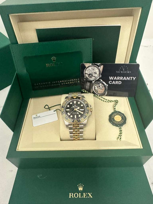 Rolex Steel and Yellow Gold Yellow Rolesor GMT-Master II Watch - 40 MM - Jubilee Bracelet - Bidirectional Rotatable Bezel - Black Dial - 126713GRNR-0001