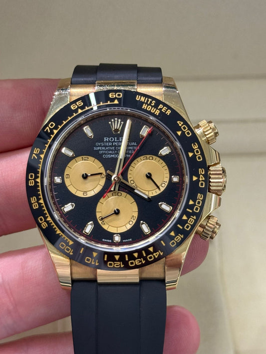 Rolex Yellow Gold Daytona Watch - 40 MM - Oysterflex Strap - Black Dial - 116518LN bkchof