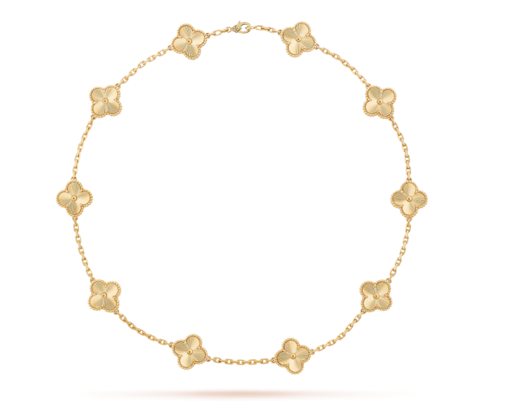 Van Cleef & Arpels Vintage Alhambra Necklace - 18k Yellow Gold - Guilloche - 10 Motifs - VCARP3JJ00