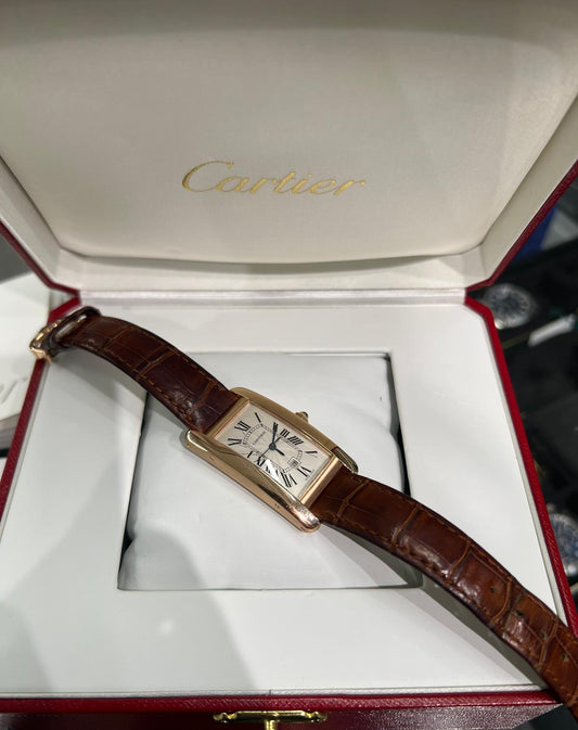 Cartier - Tank Americaine - 41.6 MM x 22.6 MM - Rose Gold - Silver Dial - W2620030