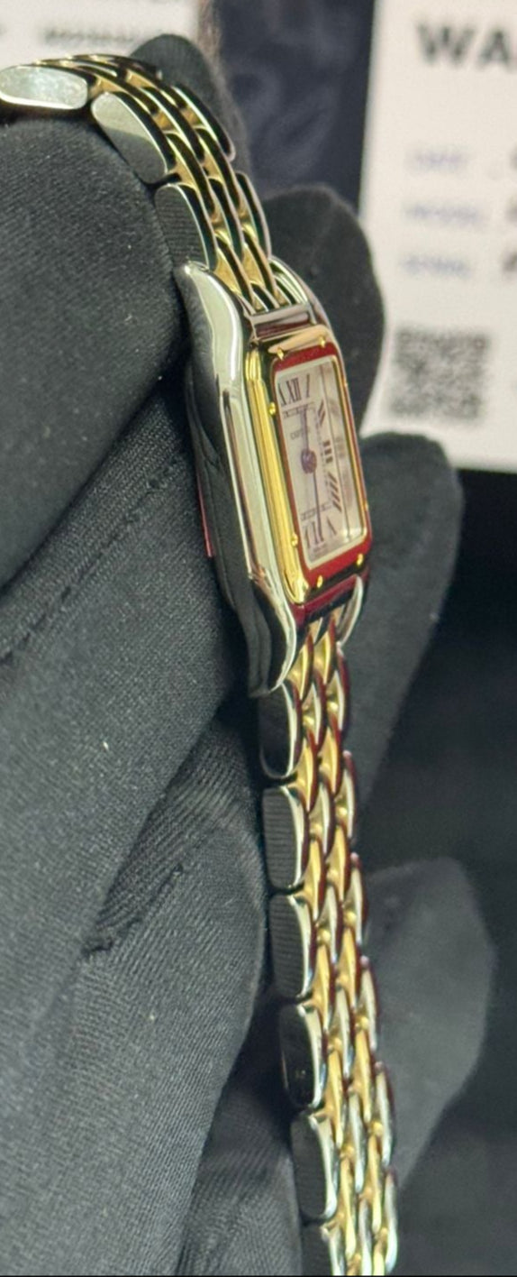 Cartier Panthére De Cartier Yellow Gold and Stainless Steel (Small Model) - 30 MM x 23 MM - Yellow Gold ans Stainless Steel Bracelet - Yellow Gold Bezel - Silvered Dial - W2PN0018