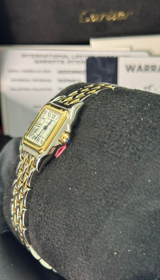 Cartier Panthére De Cartier Yellow Gold and Stainless Steel (Small Model) - 30 MM x 23 MM - Yellow Gold ans Stainless Steel Bracelet - Yellow Gold Bezel - Silvered Dial - W2PN0018