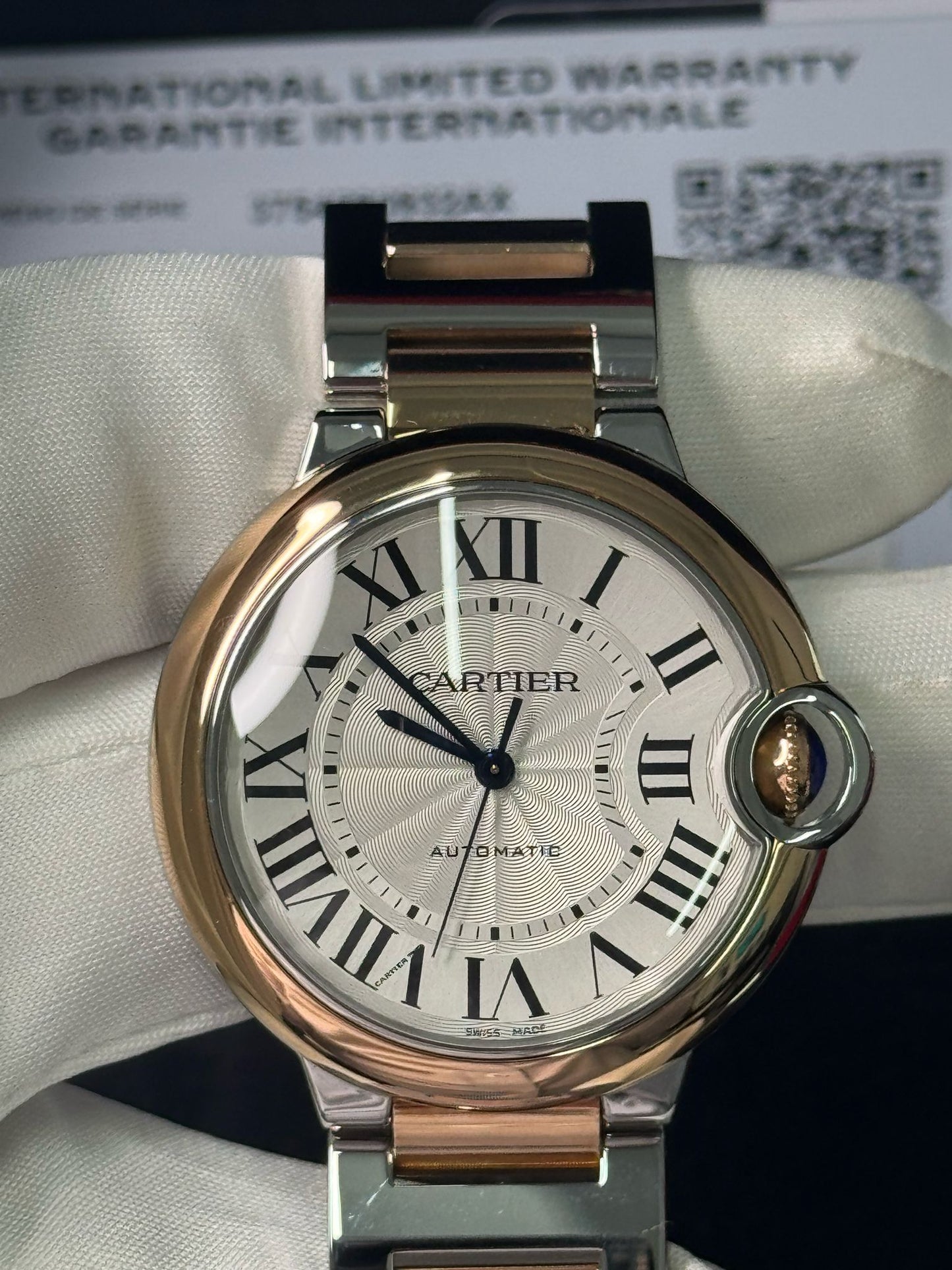 Cartier Ballon Bleu Stainless Steel And Rose Gold- 33 MM - Stainless Steel And Rose Gold Bracelet - White Diamond Dial - W3BB0023
