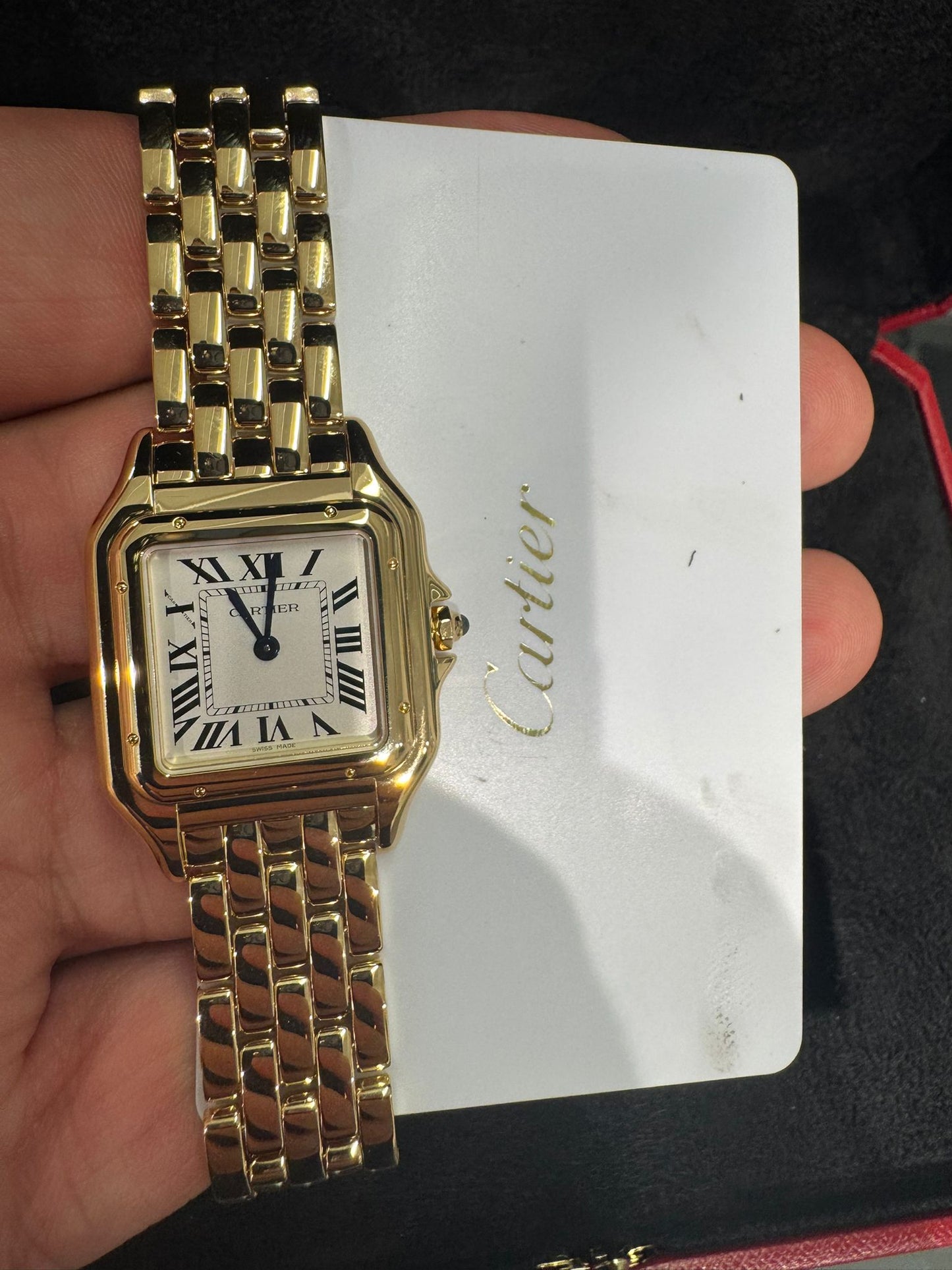 Cartier Panthére De Cartier Yellow Gold (Medium Model) 29 MM x 37 MM - Yellow Gold Bracelet - Yellow Gold Bezel - White Dial - WGPN0058