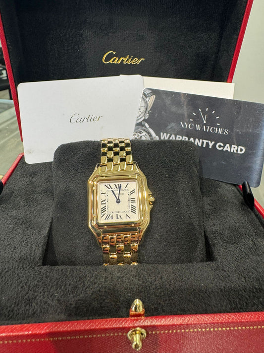 Cartier Panthére De Cartier Yellow Gold (Medium Model) 29 MM x 37 MM - Yellow Gold Bracelet - Yellow Gold Bezel - White Dial - WGPN0058