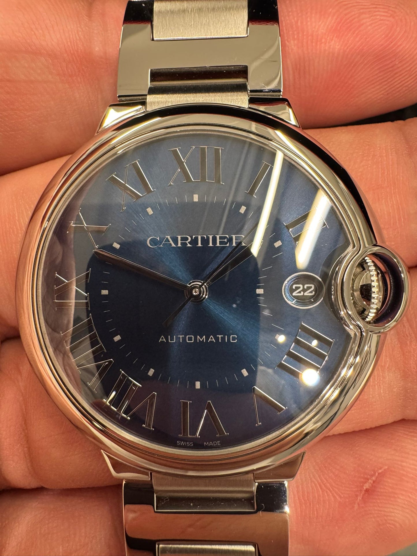 Cartier Ballon Bleu Stainless Steel 40 MM - Stainless Steel Bracelet - Blue Dial - WSBB0061