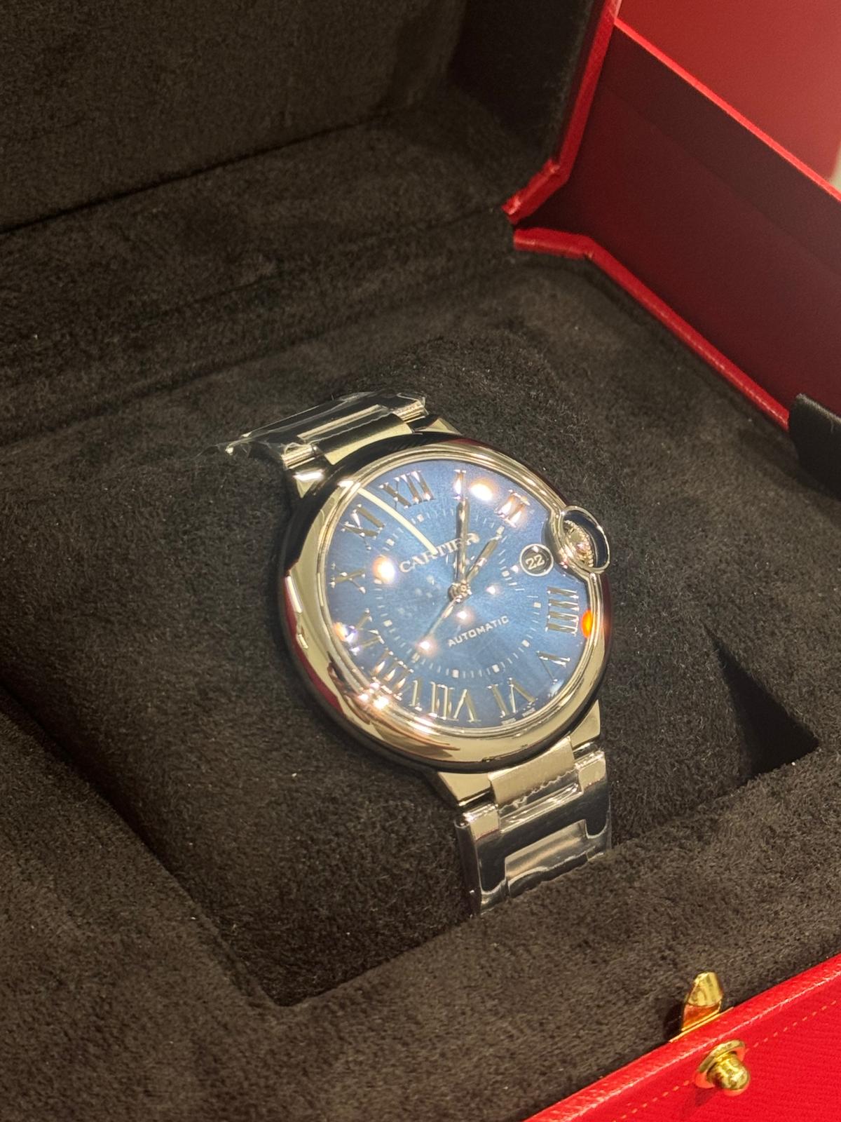 Cartier Ballon Bleu Stainless Steel 40 MM - Stainless Steel Bracelet - Blue Dial - WSBB0061