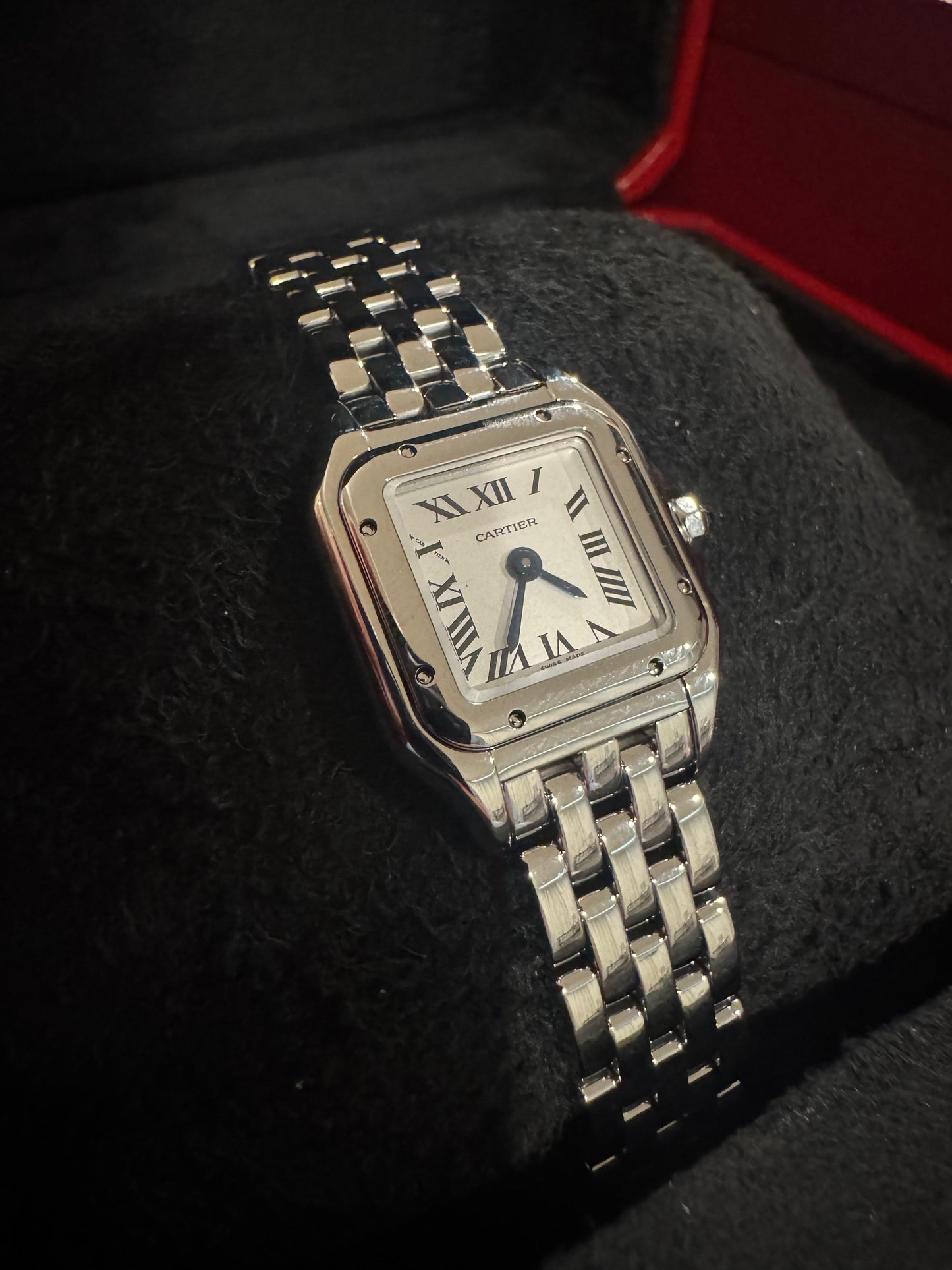 Cartier Panthére De Cartier Stainless Steel (Mini Model) 25 MM x 19 MM - Stainless Steel Bracelet - Stainless Steel Bezel - Silver Dial - WSPN0012