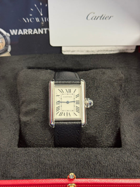 Cartier - Tank Must - 33.7 MM x 25.5 MM - Stainless Steel - Diamond Bezel - White Dial - WSTA0109