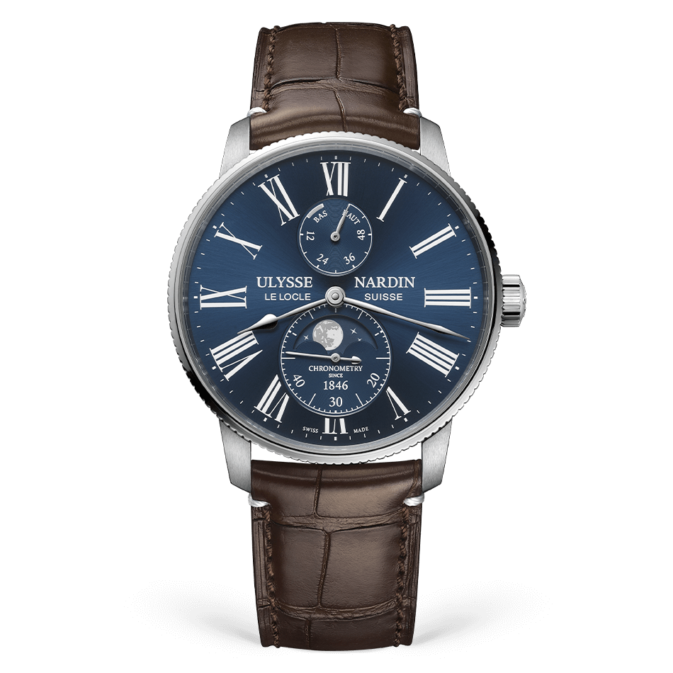 Ulysse Nardin Marine Stainless Steel 42 MM - Brown Leather Strap - Blue Dial - 1193-310LE-3A-175/1B