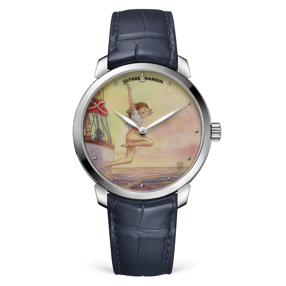 Ulysse Nardin Classico Stainless Steel 40 MM - Blue Leather Strap - Yellow Artistic Dial - 3203-136LE-2/MANARA.03