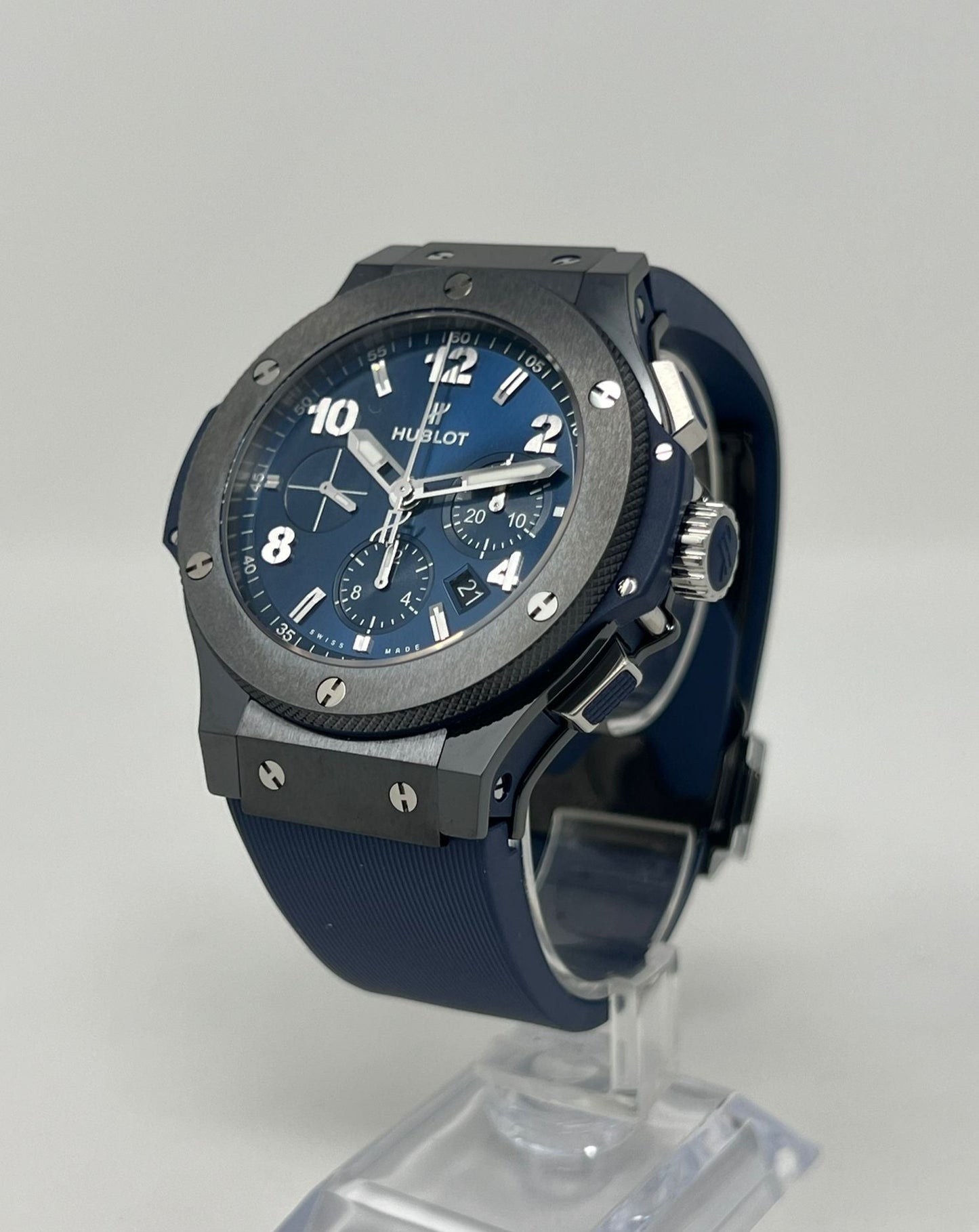 Hublot Big Bang Ceramic 44 MM - Blue Rubber Straps - Blue Dial - 301.CM.710.RX