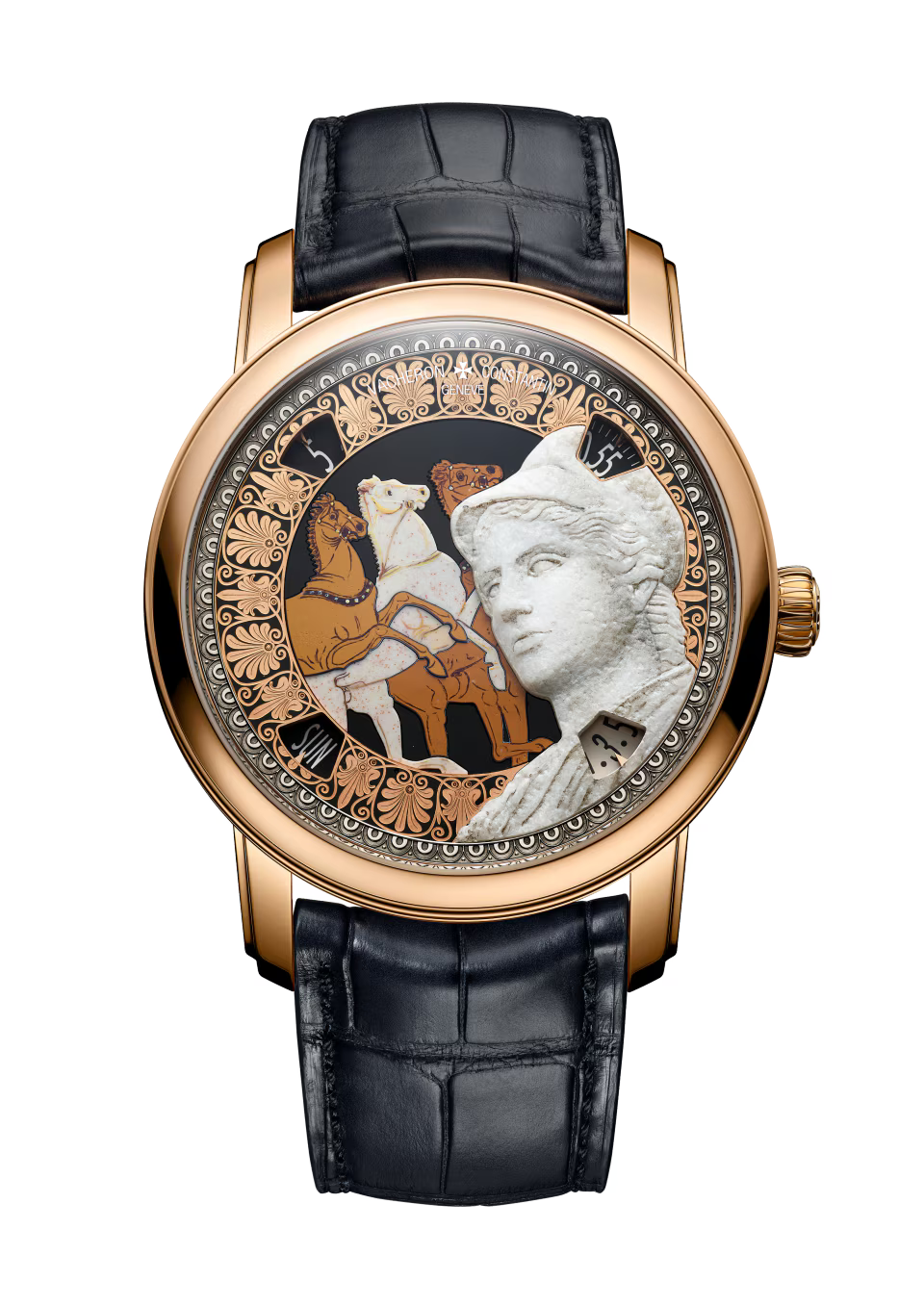 Vacheron Constantin Métiers D' Art Tribute To Great Civilizations - Pink Gold - 42 MM - Black Leather Strap - Athéna De Velletri Dial - 7620A/000R-H081