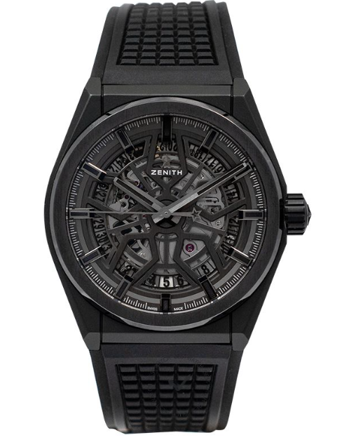 Zenith DEFY Classic - 41 MM - Black Ceramic - Skeleton Dial - Black Rubber Strap - 49.9000.670/77.R782