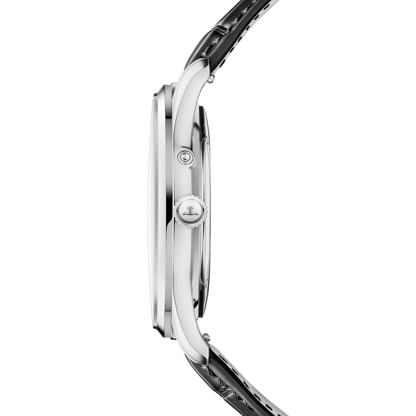 JLC - Master Ultra Thin Power Reserve - 39 MM - Stainless Steel - Silvered-Gray Dial - Black Leather Strap - Q1378421